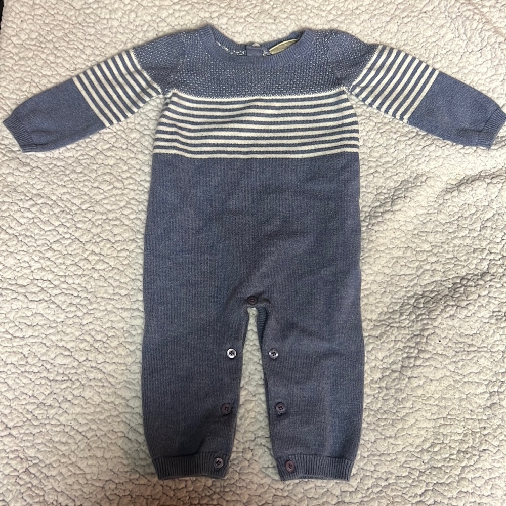 Cute navy blue, boys onesie! Barley worn